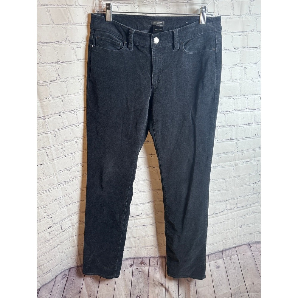 Ann Taylor Signature Corduroy Pants Black Stretch Casual Size 6
